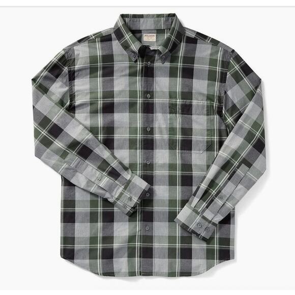 Filson Sutter Sport Shirt in Olive and Heather Gray Plaid Size XXXL 3XL